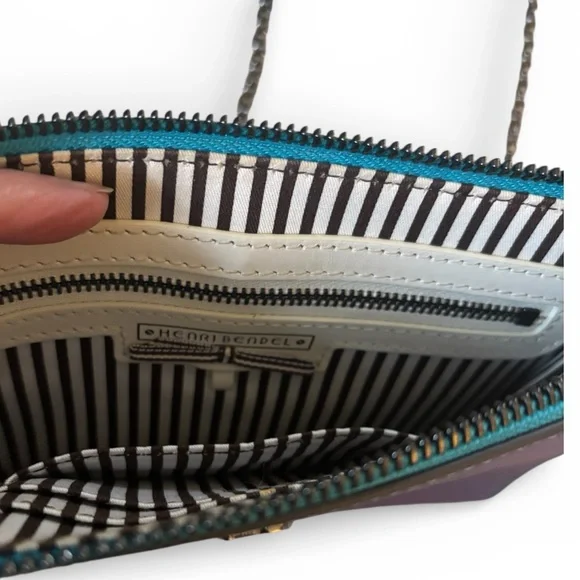 Henri Bendel Iridescent Blue Galactic Petrol Bag with Chain strap